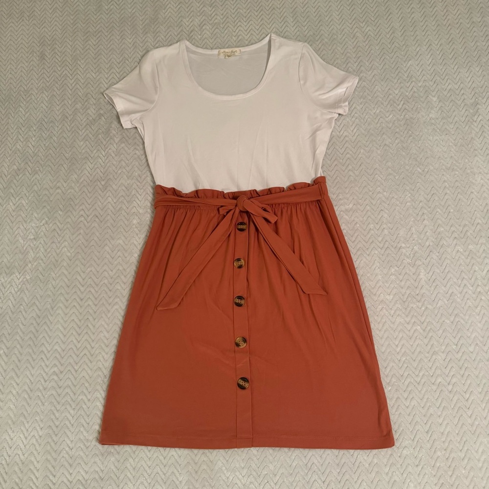 Ultra Flirt Dress White Top with Pink Button Down Skirt